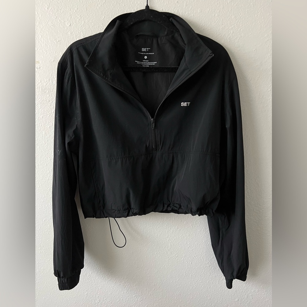 nylon cropped zip up